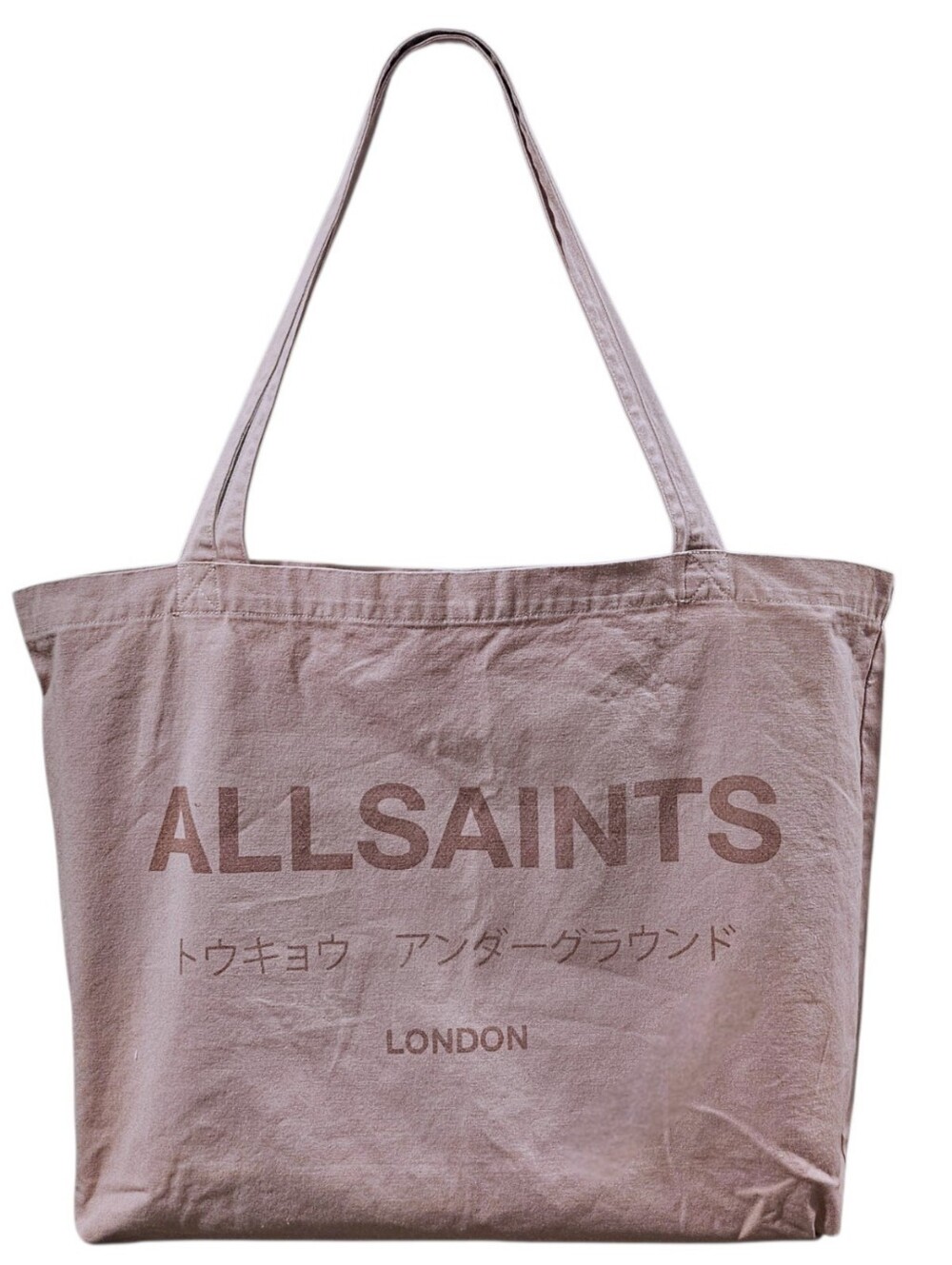 All Saints Underground Logo Printed Tote Bag In Rose Ronce